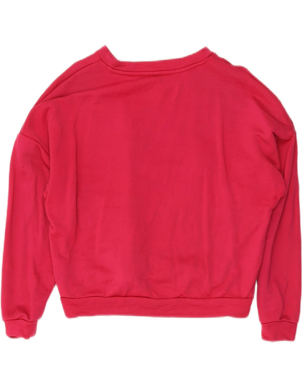 Guess Felpa con grafica corta da donna UK 10 Small Pink Striped
