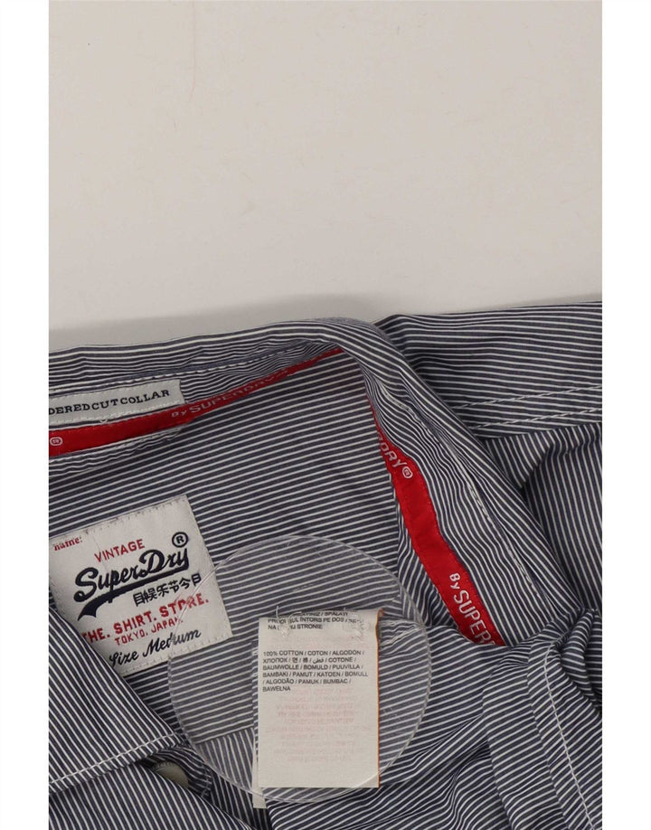 Superdry herreskjorte medium marineblå nålestribet bomuld