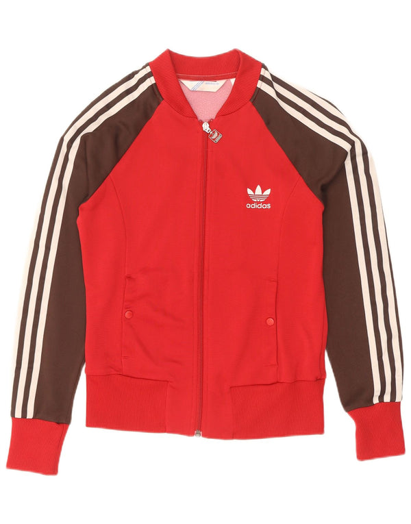 Adidas Veste de survêtement pour femme IT 38 XS Rouge Colourblock Polyamide