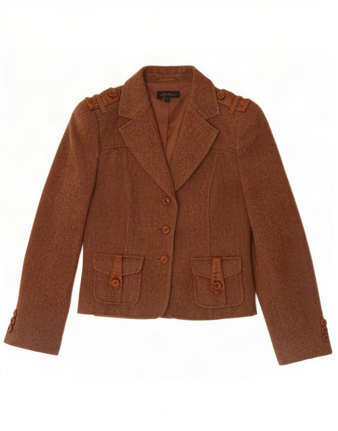 Luisa Spagnoli Jachetă pentru femei cu 3 nasturi IT 42 Medium Brown Flecked