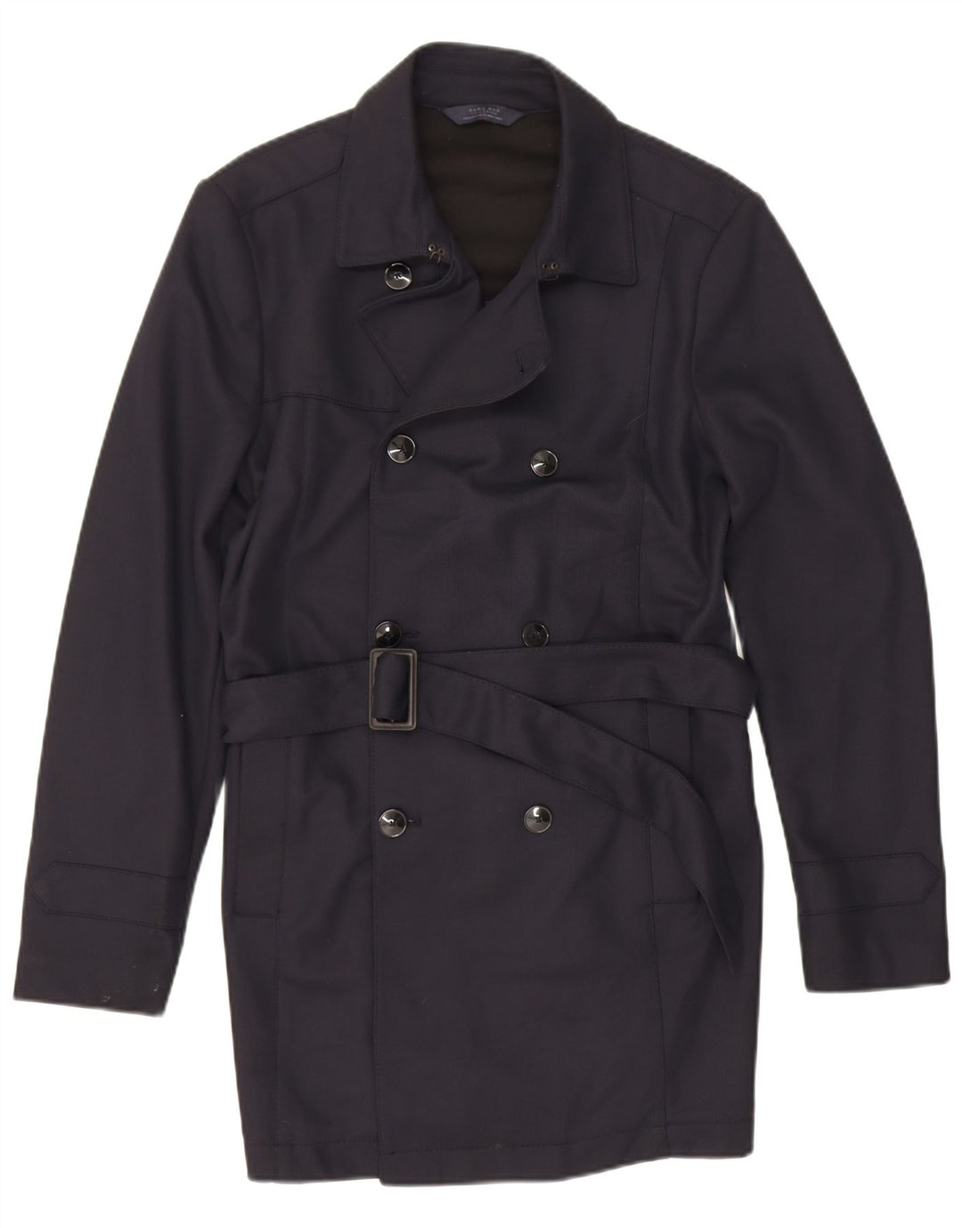 Zara Trench Homme UK 40 Medium Bleu Marine Polyester