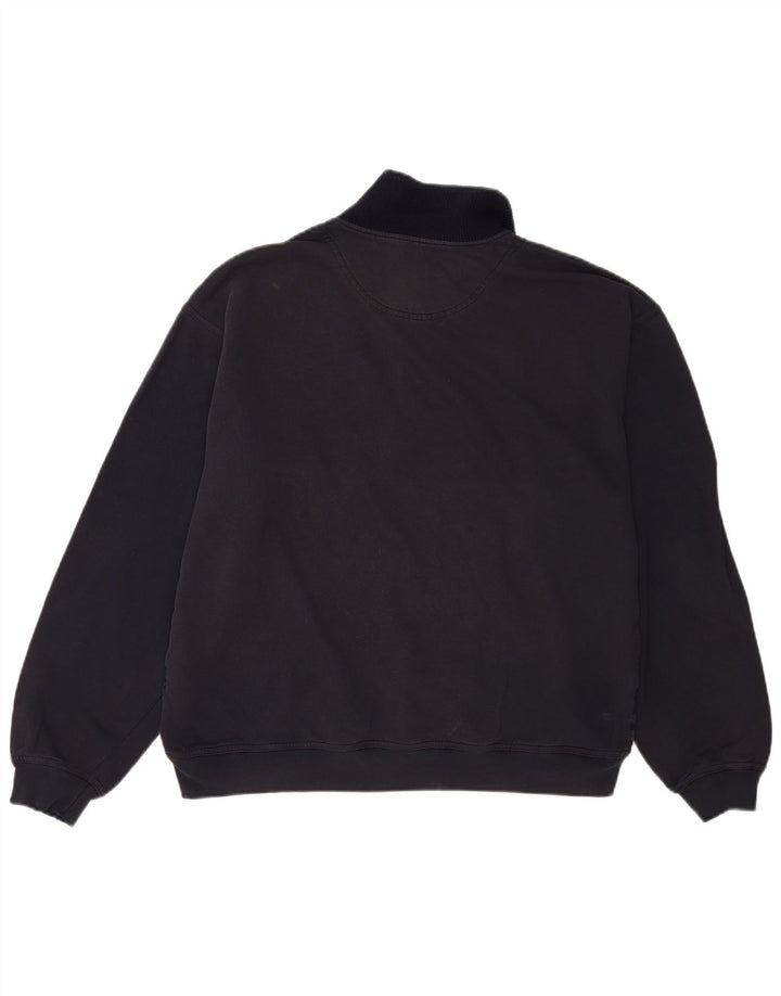 Marks & Spencer Mens Polo Neck Sweatshirt Jumper Large Navy Blue Check