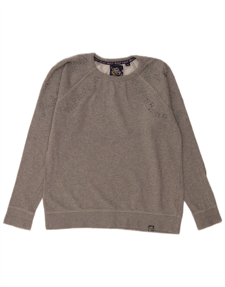 Superdry Dame Sweatshirt Jumper UK 14 Medium Grey Bomuld