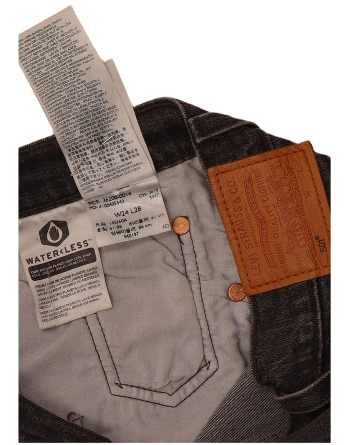 Levi's Womens 501 Straight Jeans W24 L28 Grey Cotton