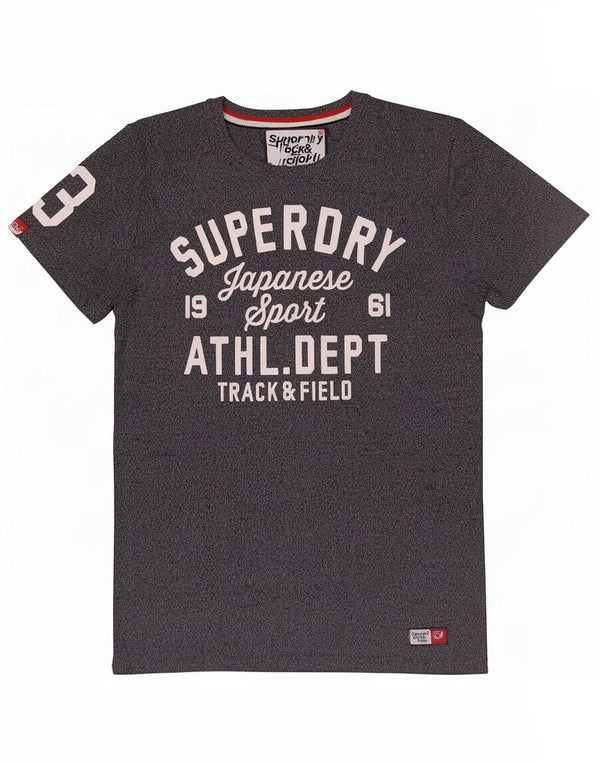 Superdry camiseta masculina gráfica top algodão manchado cinza médio