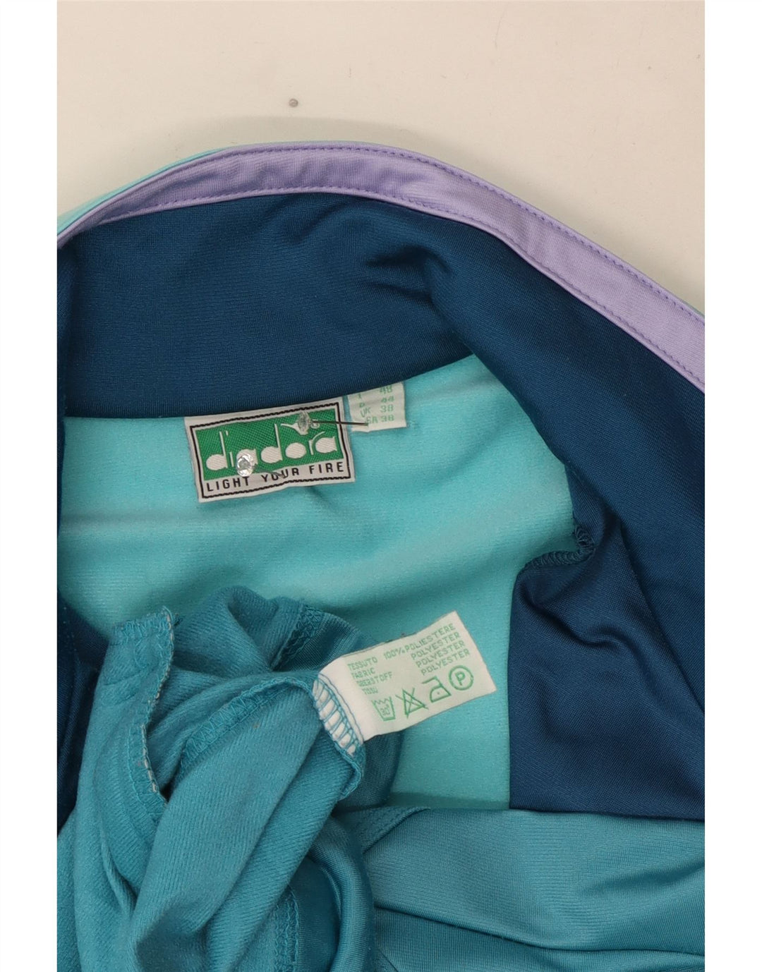 Diadora Mens Graphic Tracksuit Top Jacket UK 38 Medium Green Geometric