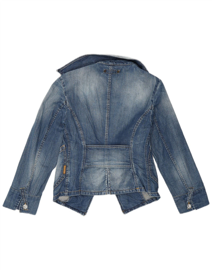 Fornarina Damen Crop Denim Blazer Jacke UK 8 Small Blau