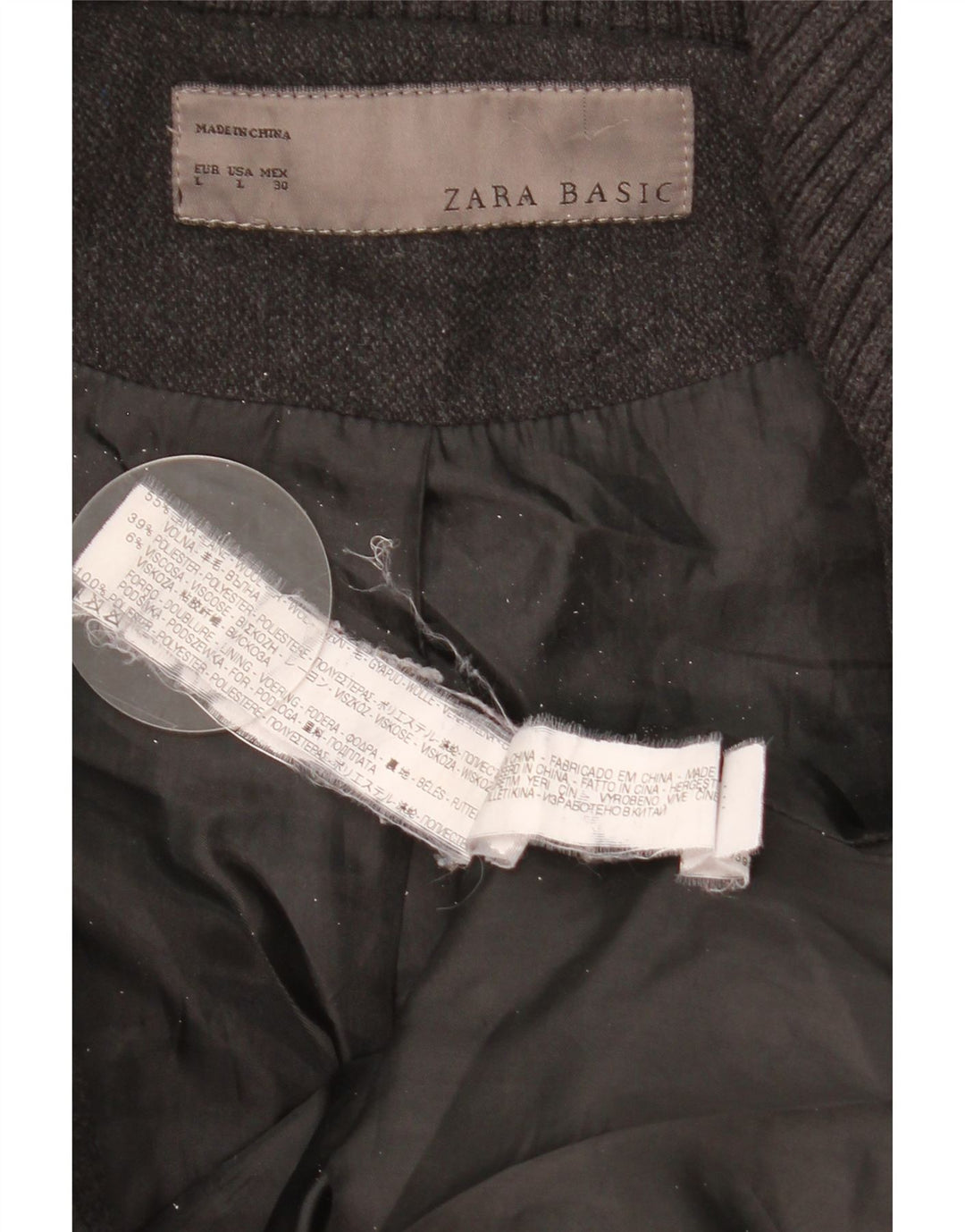 ZARA Womens Overcoat UK 14 Large Grey Wool