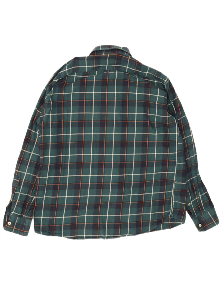 Carrera Mens Regular Fit Flannel Shirt XL Green Check Cotton