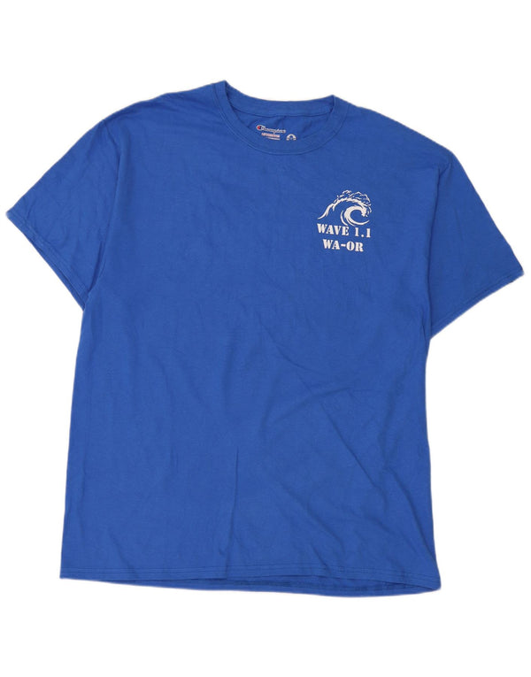 Champion Mens Graphic T-Shirt Top Large Blue
