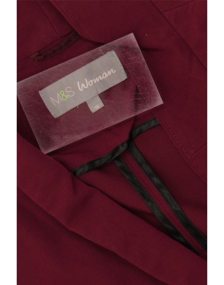 MARKS & SPENCER Womens 3/4 Sleeve Blazer Jacket UK 16 Large  Burgundy Vintage Marks & Spencer and Second-Hand Marks & Spencer from Messina Hembry 