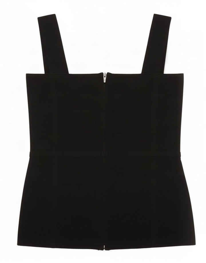 Zara Damen Crop Top UK 8 Small Schwarzes Nylon