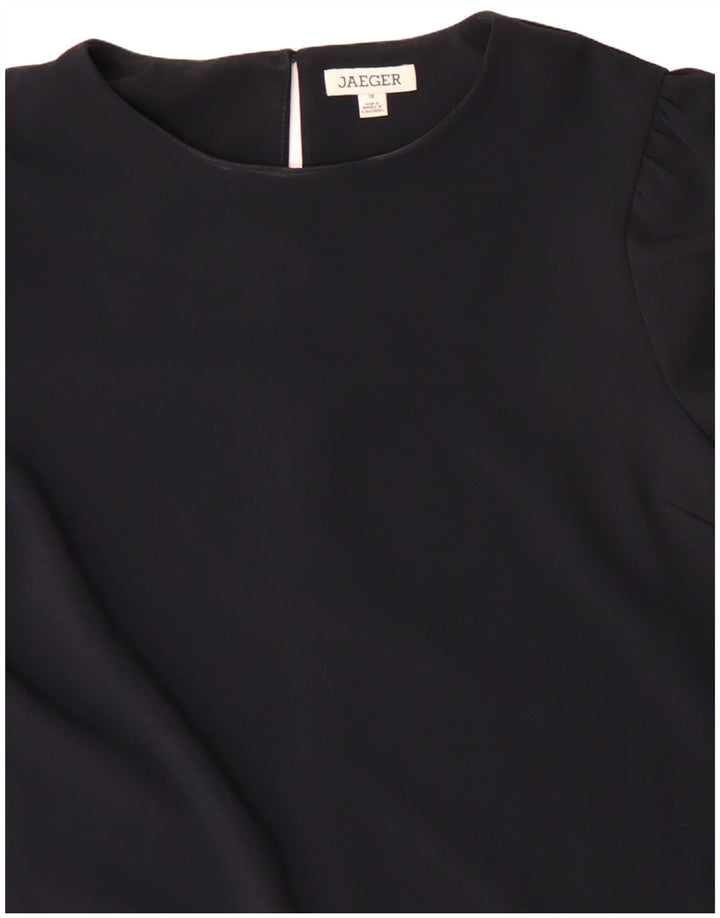 JAEGER Womens Long Sleeve Shift Dress UK 18 XL Navy Blue Polyester