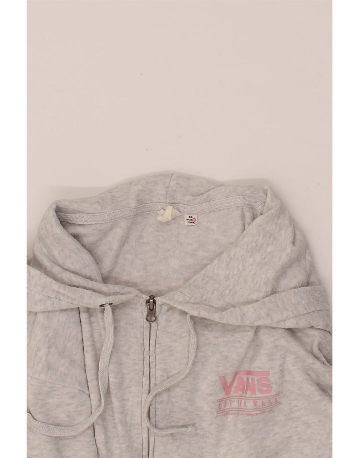 VANS Womens Graphic Zip Hoodie Sweater UK 18 XL Grey Cotton Vintage Vans and Second-Hand Vans from Messina Hembry 