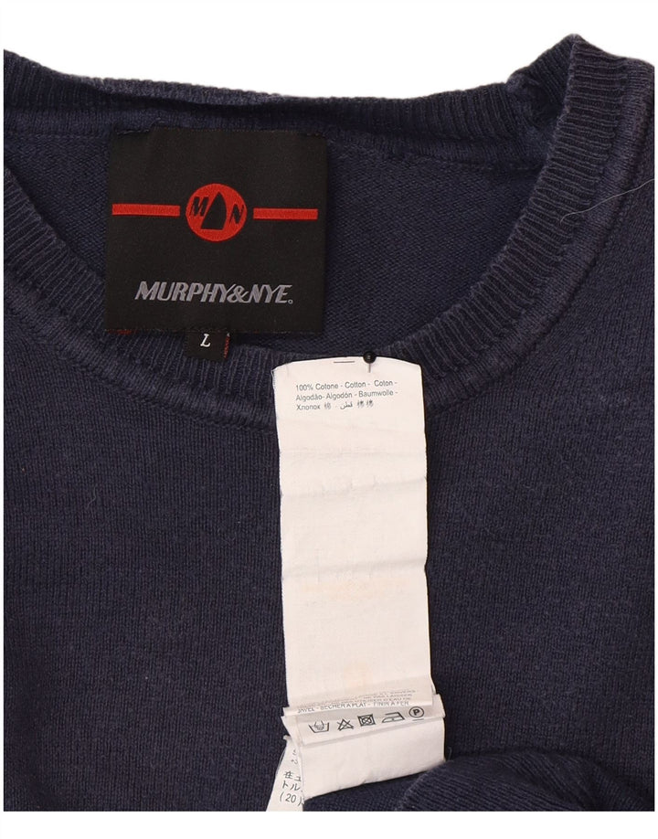 Murphy & Nye Mens Crew Neck Jumper Sweater Large Navy Blue