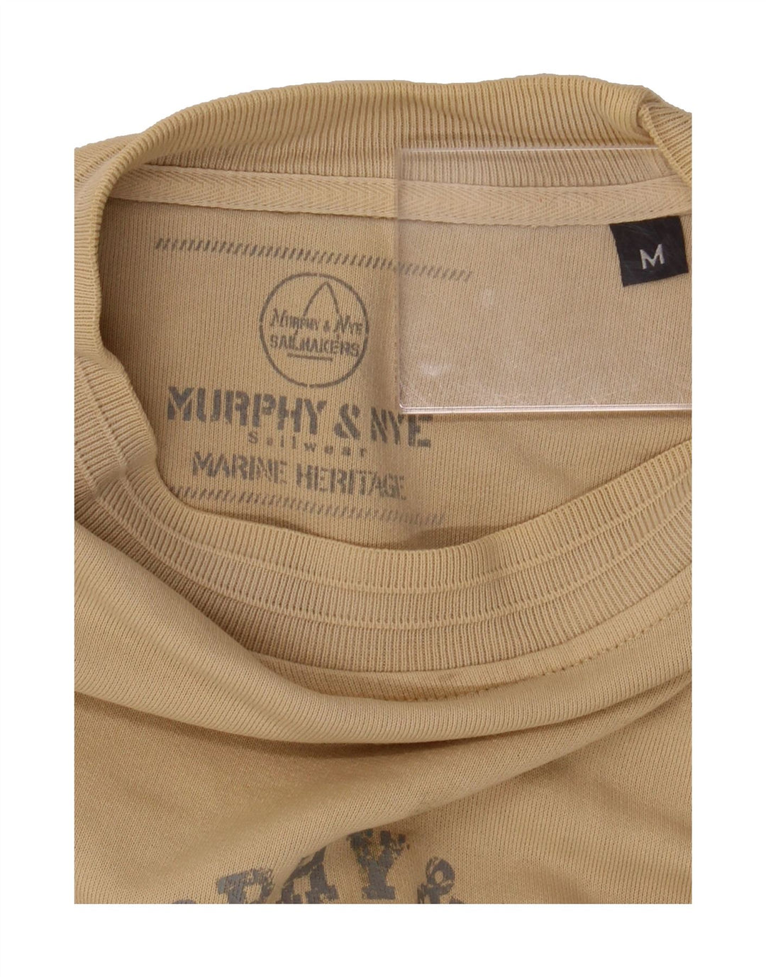 MURPHY & NYE Mens Graphic Sweatshirt Jumper Medium Beige Vintage Murphy & Nye and Second-Hand Murphy & Nye from Messina Hembry 