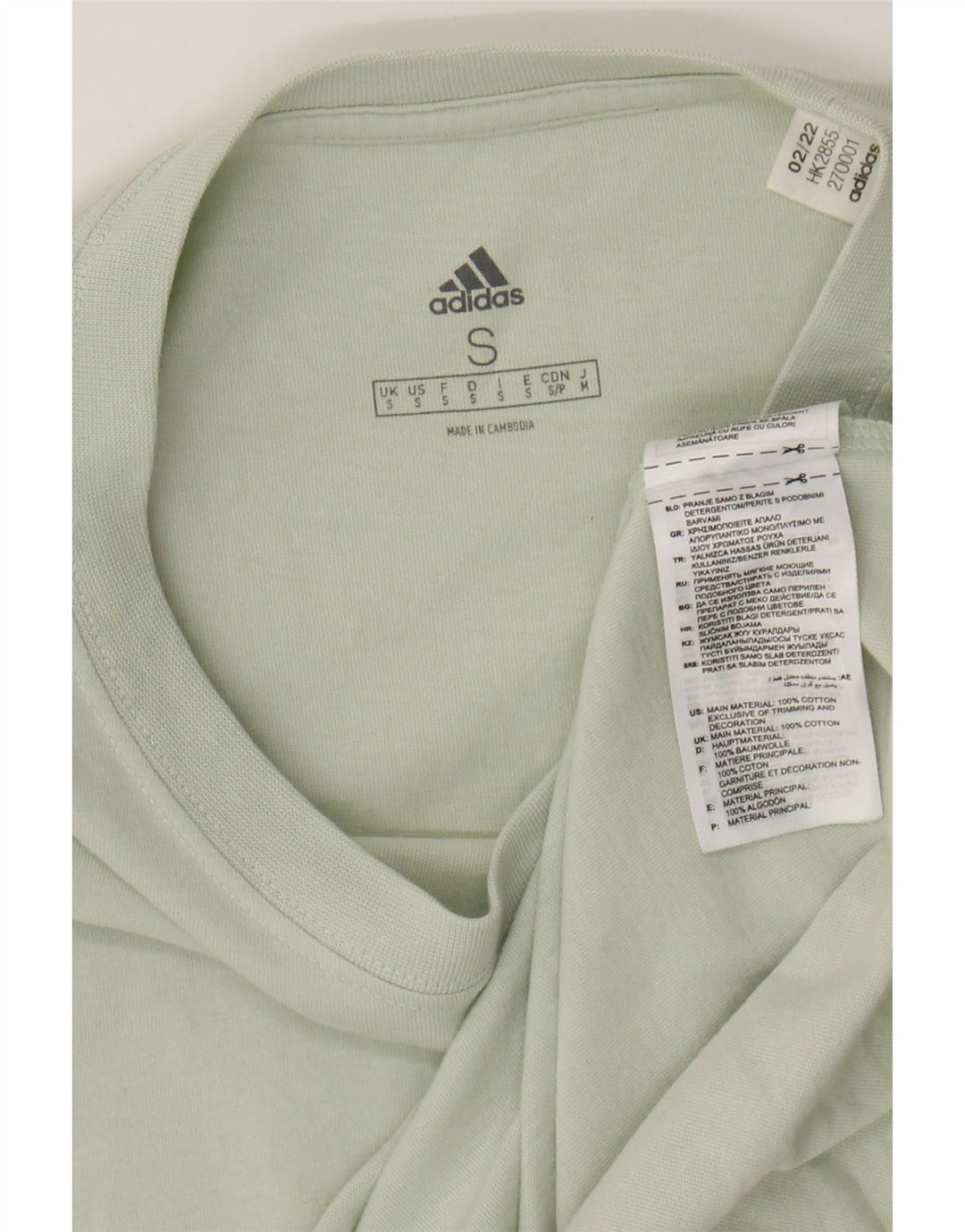 ADIDAS Mens Camiseta Top Pequeno Algodão Verde