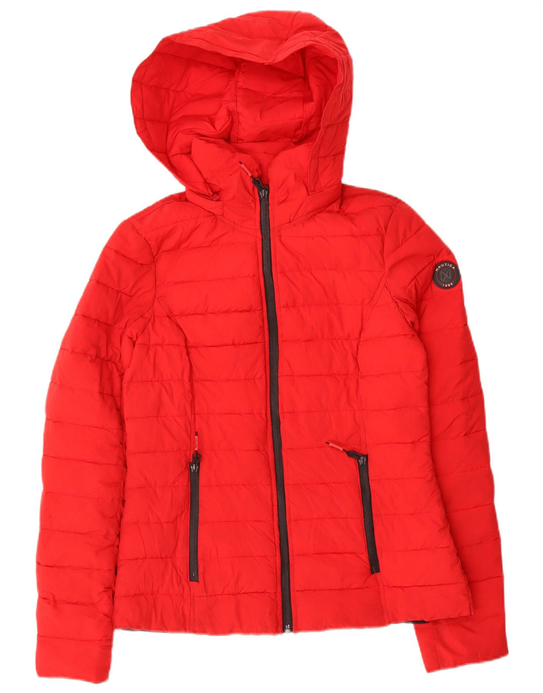 Nautica Womens Hooded Padded Jacket UK 6 XS Red Polyester