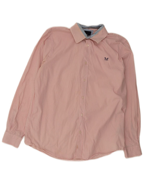 Crew Clothing Męska koszula o klasycznym kroju, duża, różowa, bawełniana w prążki