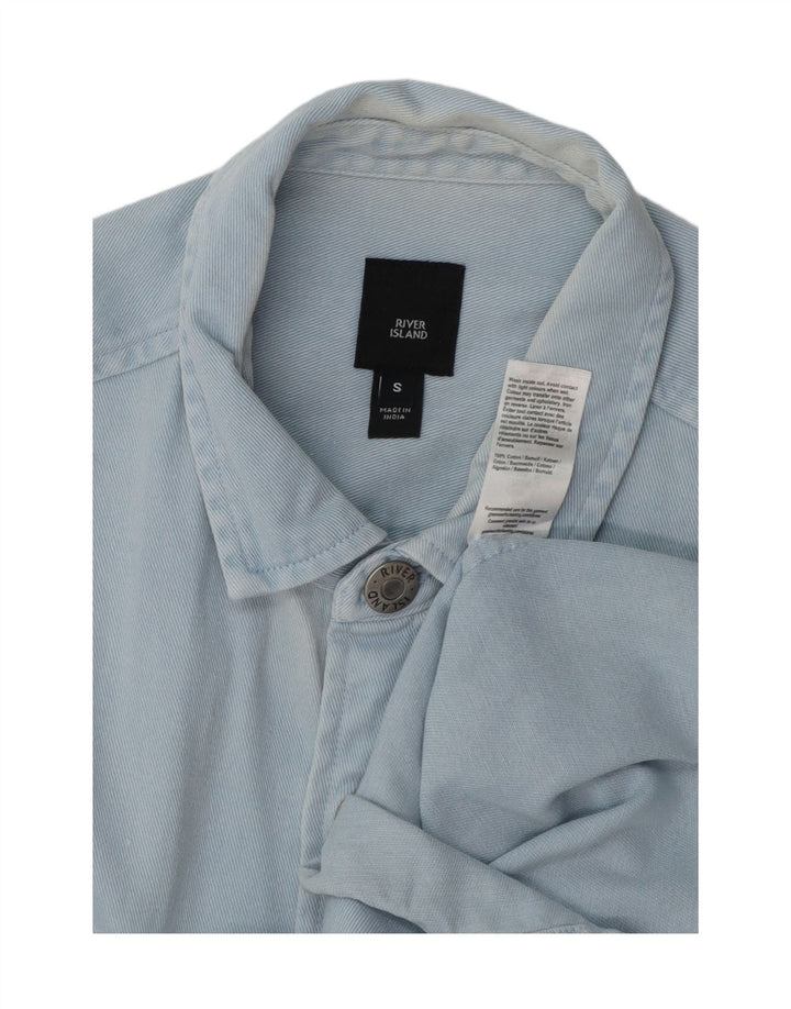 RIVER ISLAND Mens Denim Shirt Small Blue Cotton