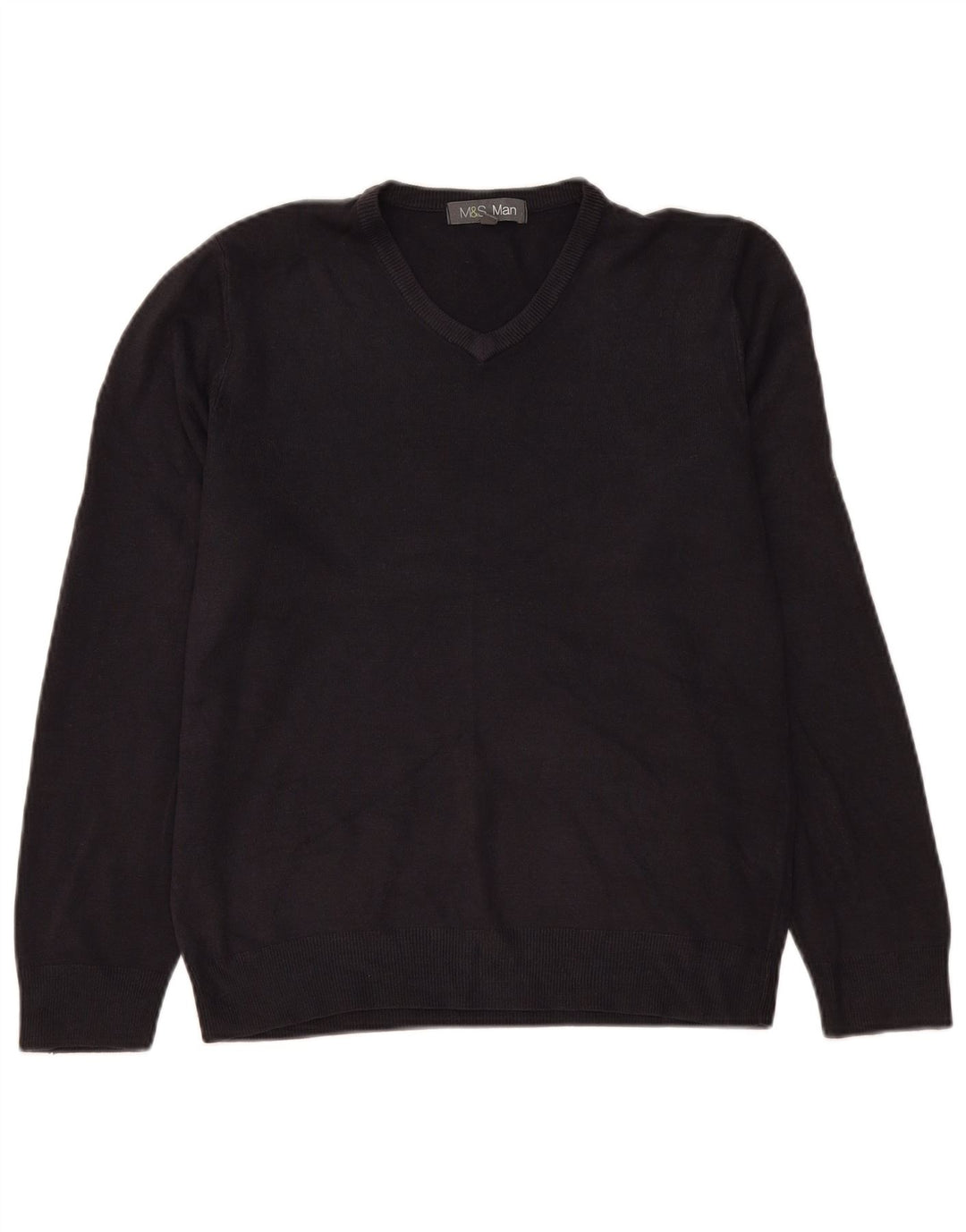 Marks & Spencer Mens V-Neck Jumper Sweater Medium Navy Blue Acrylic