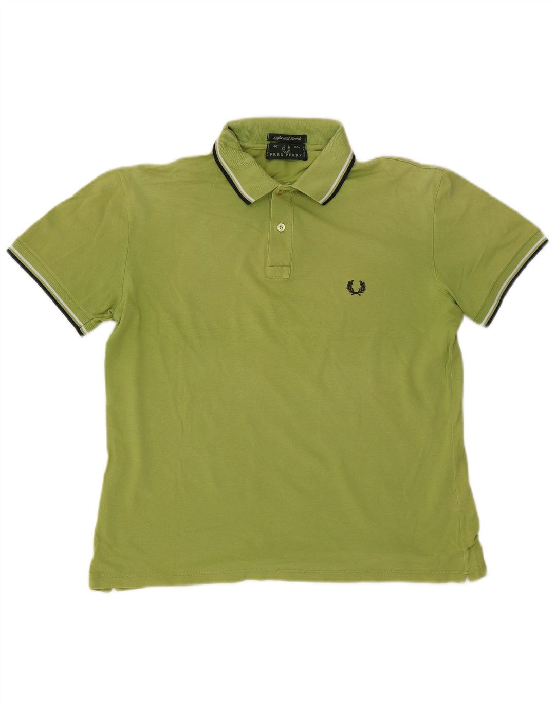 Fred Perry Mens Polo Shirt Large Green Striped Cotton