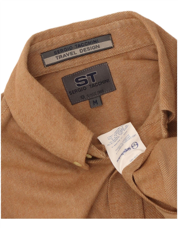 SERGIO TACCHINI Mens Flannel Shirt Medium Beige Cotton
