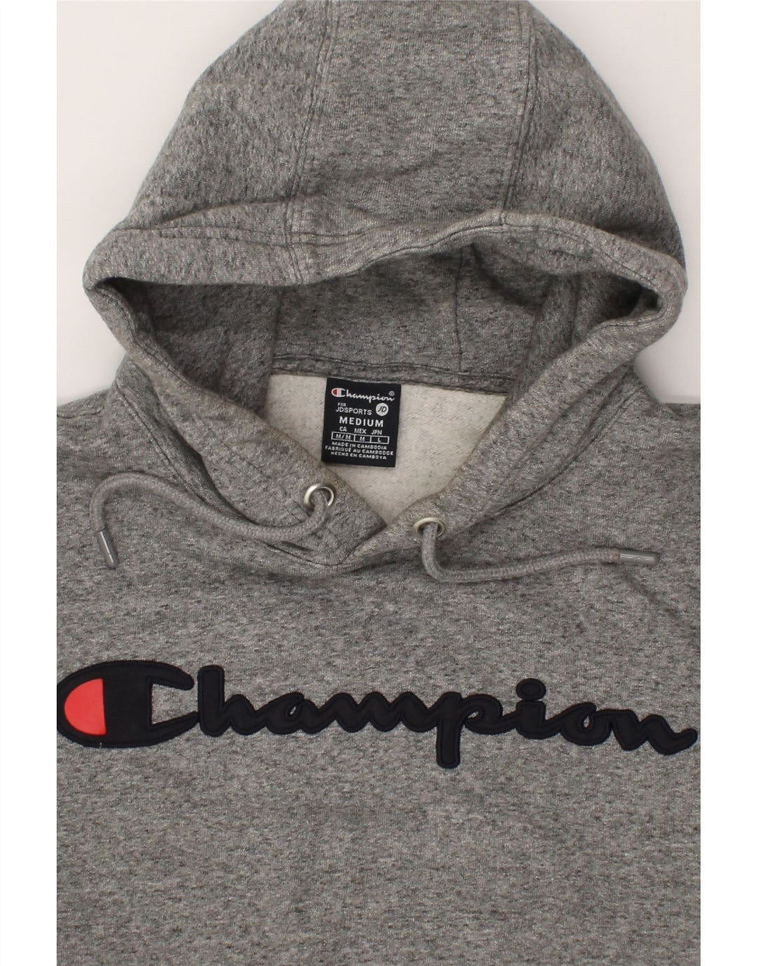 CHAMPION Mens Graphic Hoodie Jumper Medium Grey Flecked Cotton Vintage Champion and Second-Hand Champion from Messina Hembry 