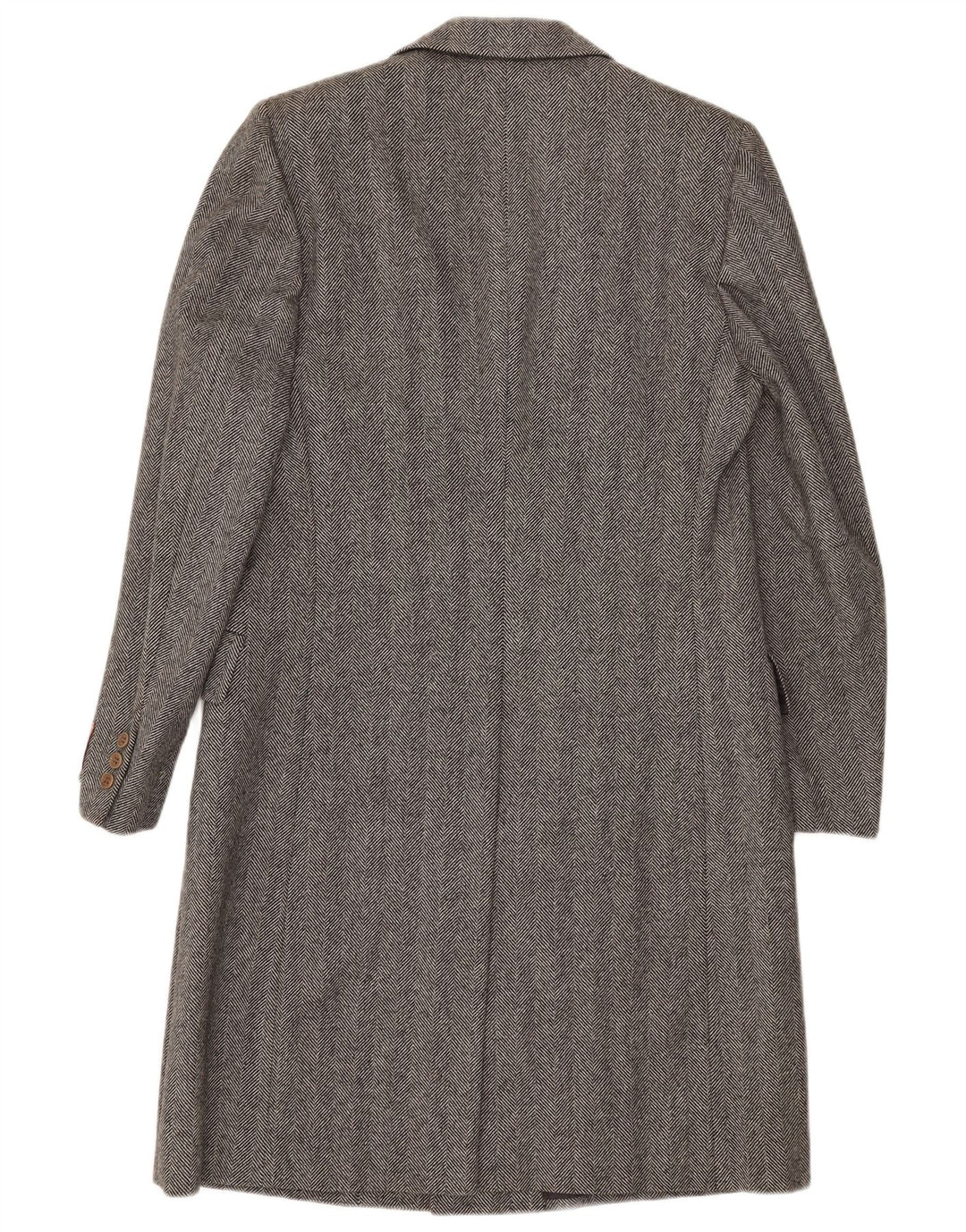 Vintage Mens Overcoat IT 48 Medium Grey Herringbone Wool