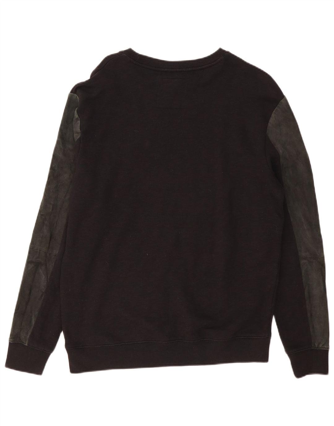 All Saints Herren-Sweatshirt-Pullover aus mittelschwarzer Colourblock-Baumwolle