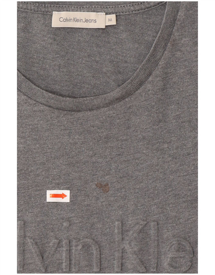 CALVIN KLEIN Mens Graphic T-Shirt Top Medium Grey Cotton