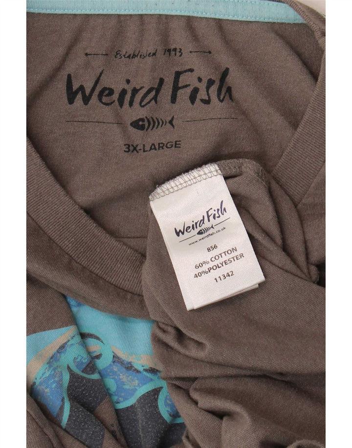 T-shirt grafica da uomo Weird Fish Top 3XL cotone grigio
