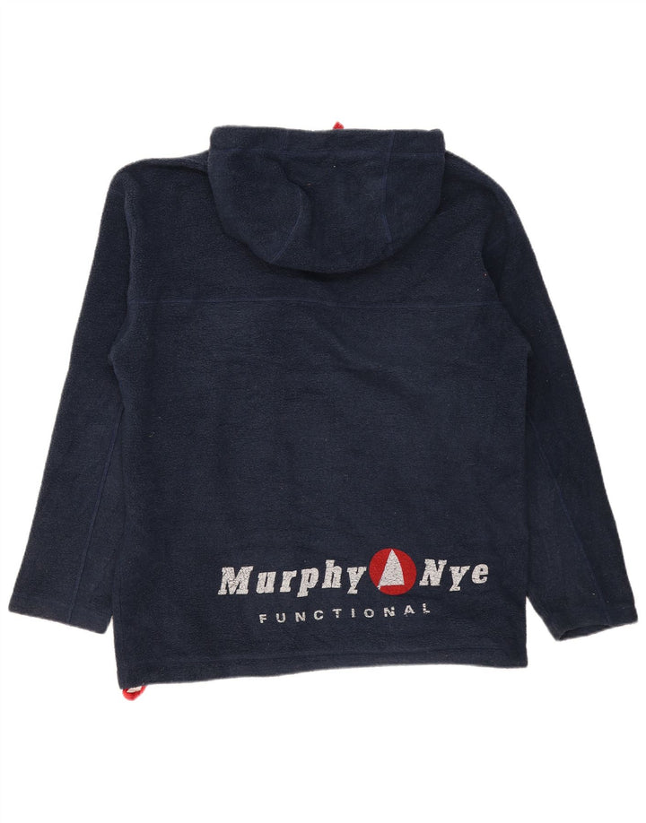 MURPHY & NYE Mens Hooded Fleece Jumper Large Navy Blue Polyester