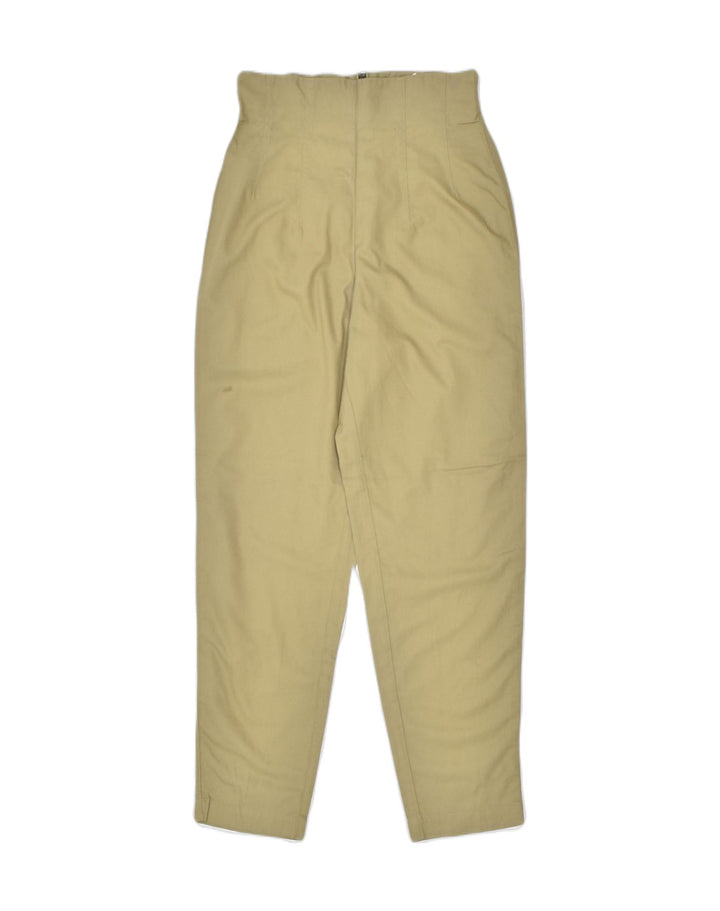 VINTAGE Womens High Waist Slim Fit Trousers IT 40 Small W24 L27 Khaki | Vintage | Thrift | Second-Hand | Used Clothing | Messina Hembry 