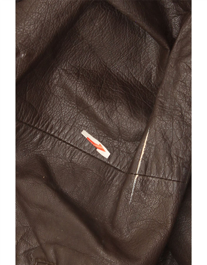 veste en cuir femme vintage UK 22 3XL Marron