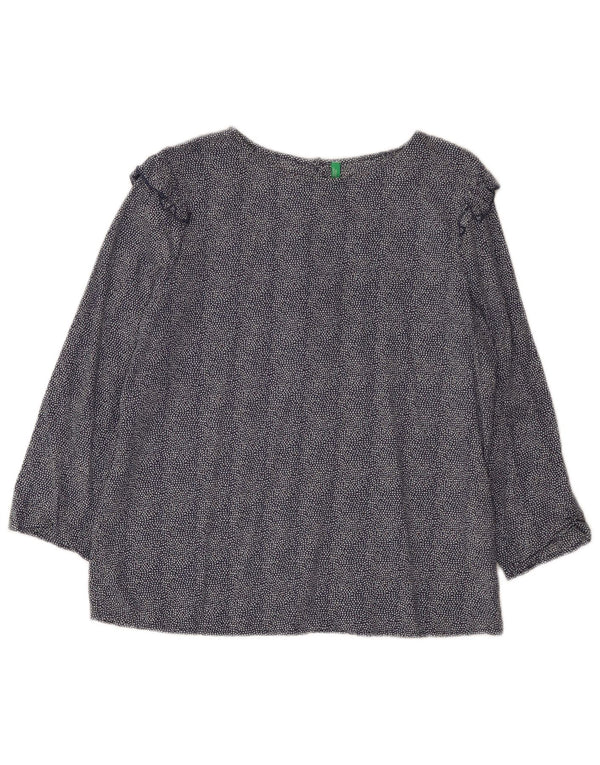 Camicetta da donna con maniche a 3/4 Benetton Top UK 14 Modale maculato blu navy medio