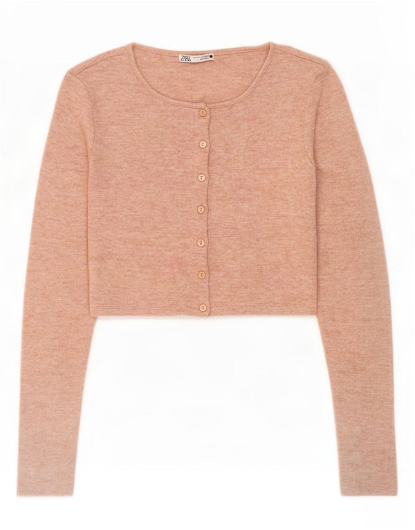 Zara Γυναικεία ζακέτα Crop UK 12 Medium Beige Flecked