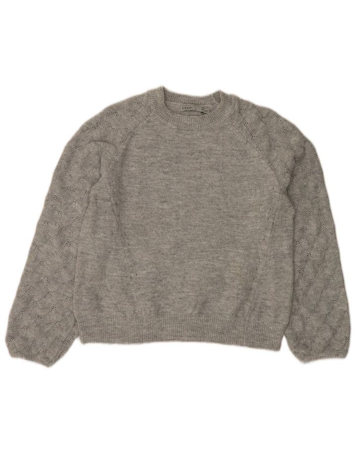 OASIS Womens Crew Neck Jumper Sweater UK 14 Medium Grey Acrylic