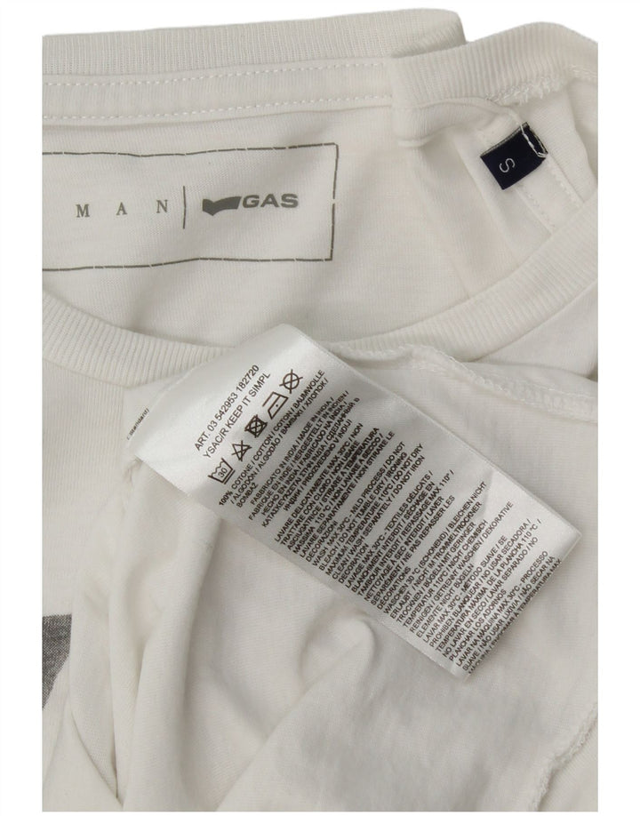 Gas Mens Graphic T-Shirt Top Small White Cotton