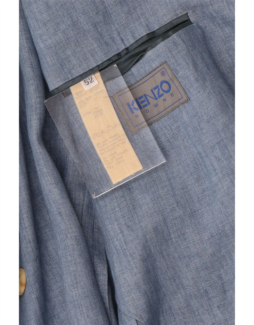 Kenzo Mens 3 Button Blazer Jacket IT 52 XL Blue Linen
