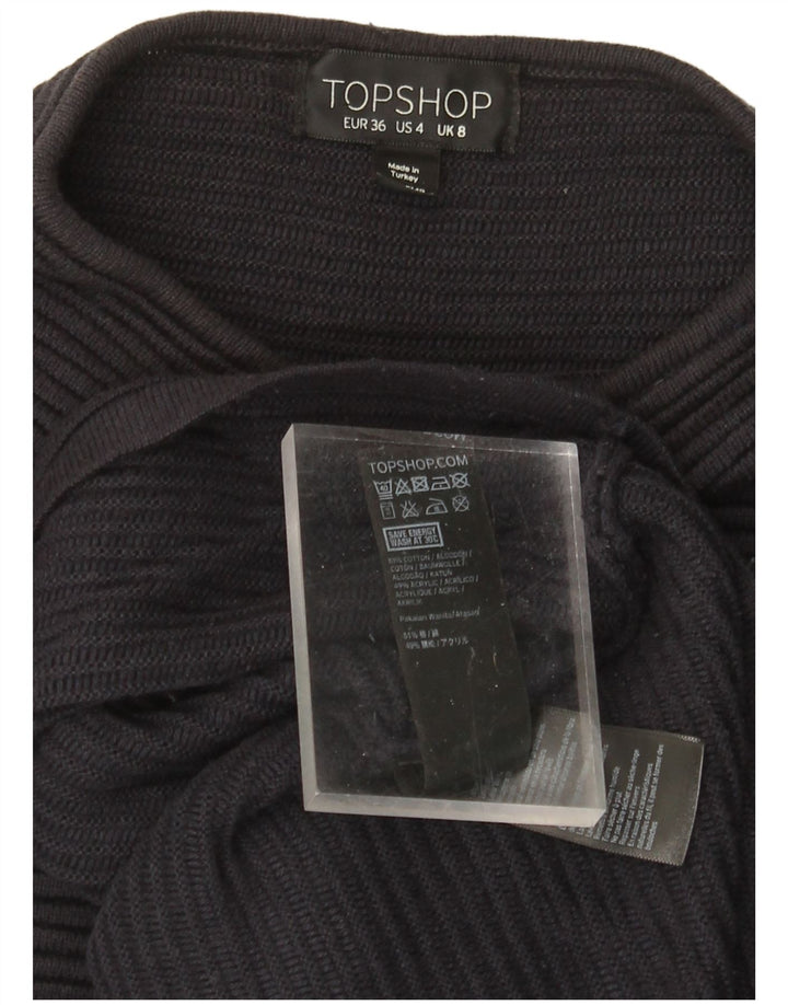 TOPSHOP Womens Oversized Turtle Neck Jumper Sweater UK 8 Small  Navy Blue