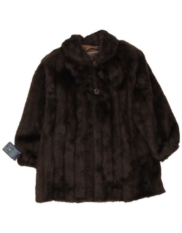 Nicola D'Angelo Manteau en fausse fourrure pour femme UK 16 Large Marron