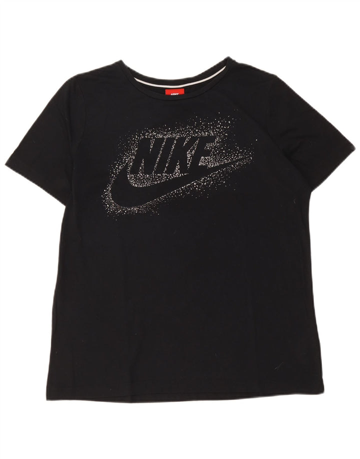 Nike Ženska grafička majica kratkih rukava UK 14 Srednji crni poliester