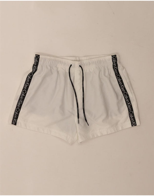 Calvin Klein Mens Graphic Swimming Shorts Medium White Colourblock