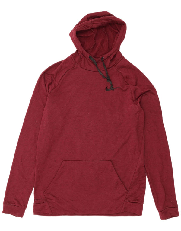 Nike Herre Dri Fit Hoodie Jumper Large Burgundy Polyester