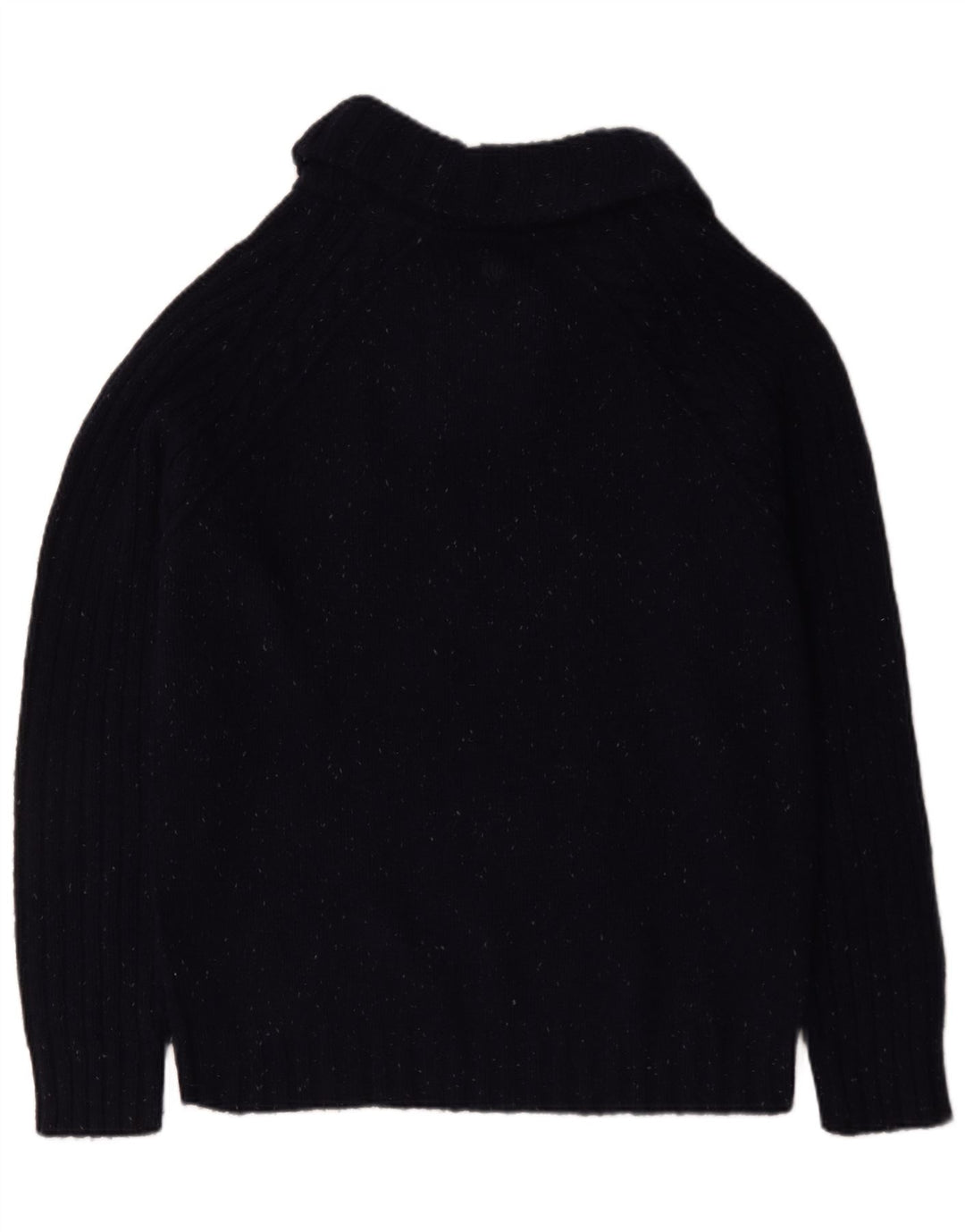 Fedt ansigt Herre Sjal Hals Jumper Sweater Stor Marineblå Flecked Uld