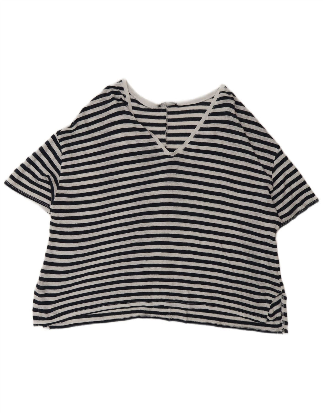 Zara Womens Oversized T-Shirt Top UK 14 Medium Black Pinstripe