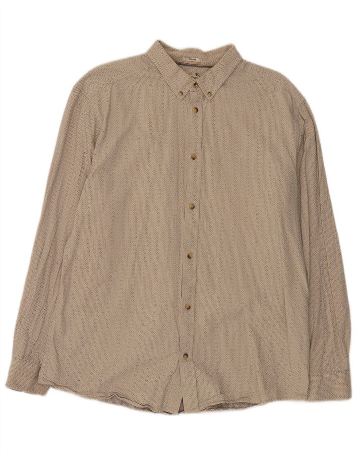 Wrangler Mens Regular Fit Shirt 2XL Beige Spotted Cotton
