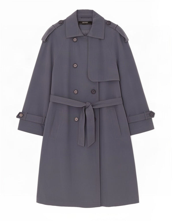 Zara Womens 3/4 Sleeve Oversized Trench Coat UK 10 Small Grey