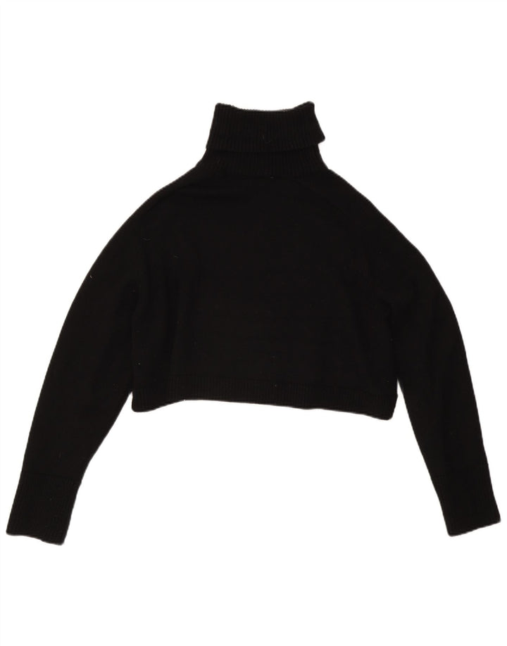 Zara Womens Crop Roll Neck Jumper Sweater UK 14 Medium Black Viscose